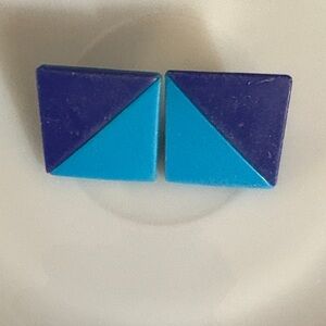 Vintage Blue and Purple Geometric Earrings